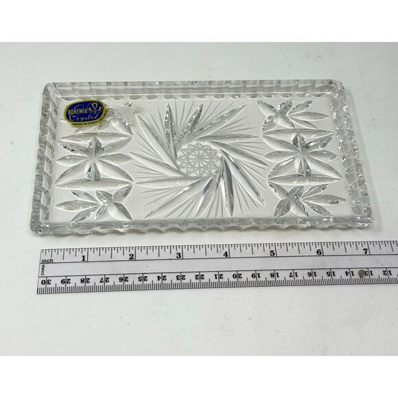Bohemia Crystal Tray Vintage Heavy Handmade Made in Czech Republic 7.25 X4X.5 - Picture 5 of 6